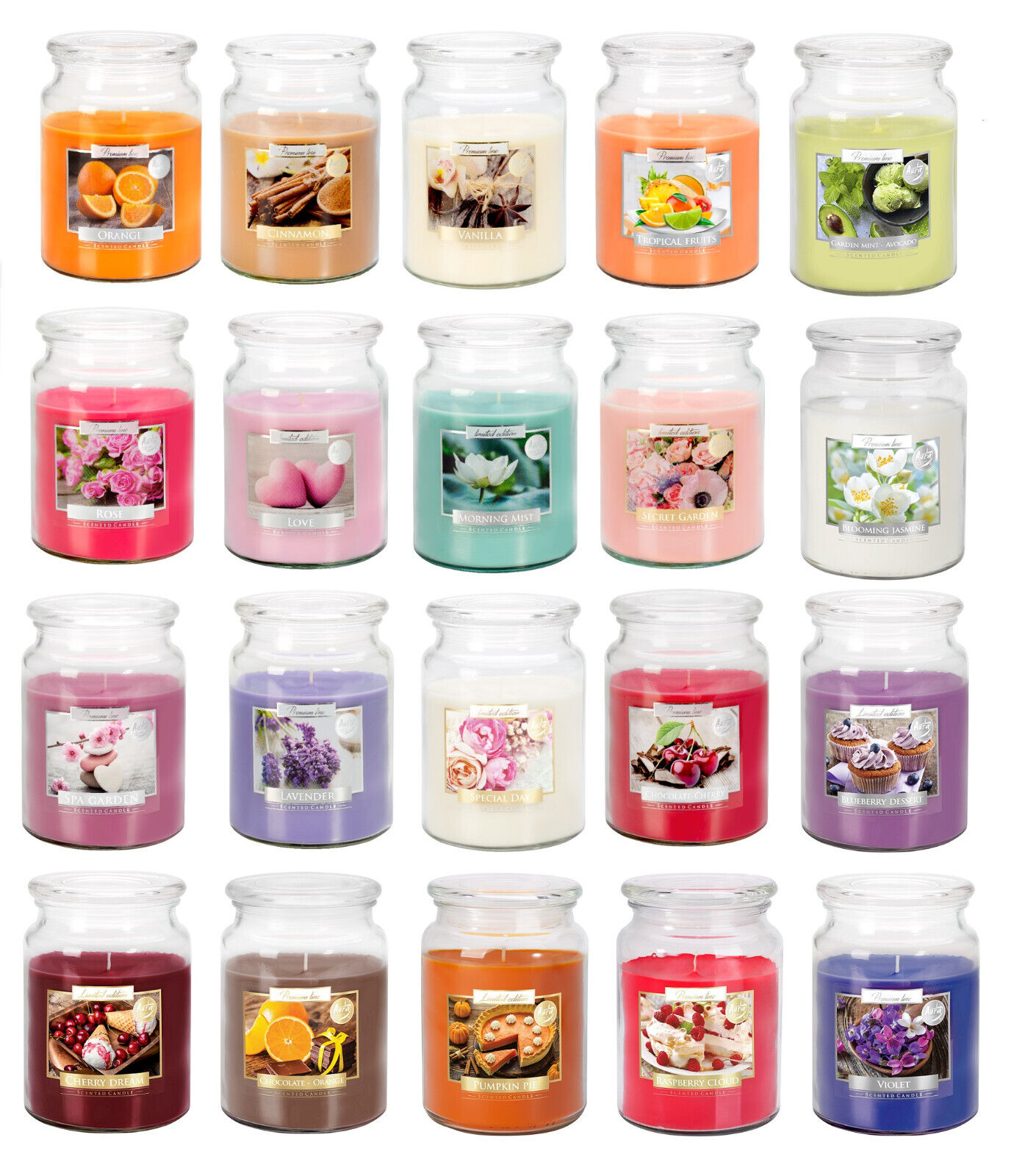 18 oz Premium Line Large Scented Candle Glass Jar Fragrance Home Gift Xmas  100 h