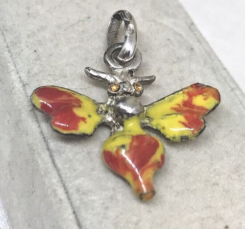 COPPIA CHARMS FARFALLA E RAGNO ARGENTO 800 E SMALTI A FUOCO, ORIGINALI ANNI 70 - Foto 2 di 10