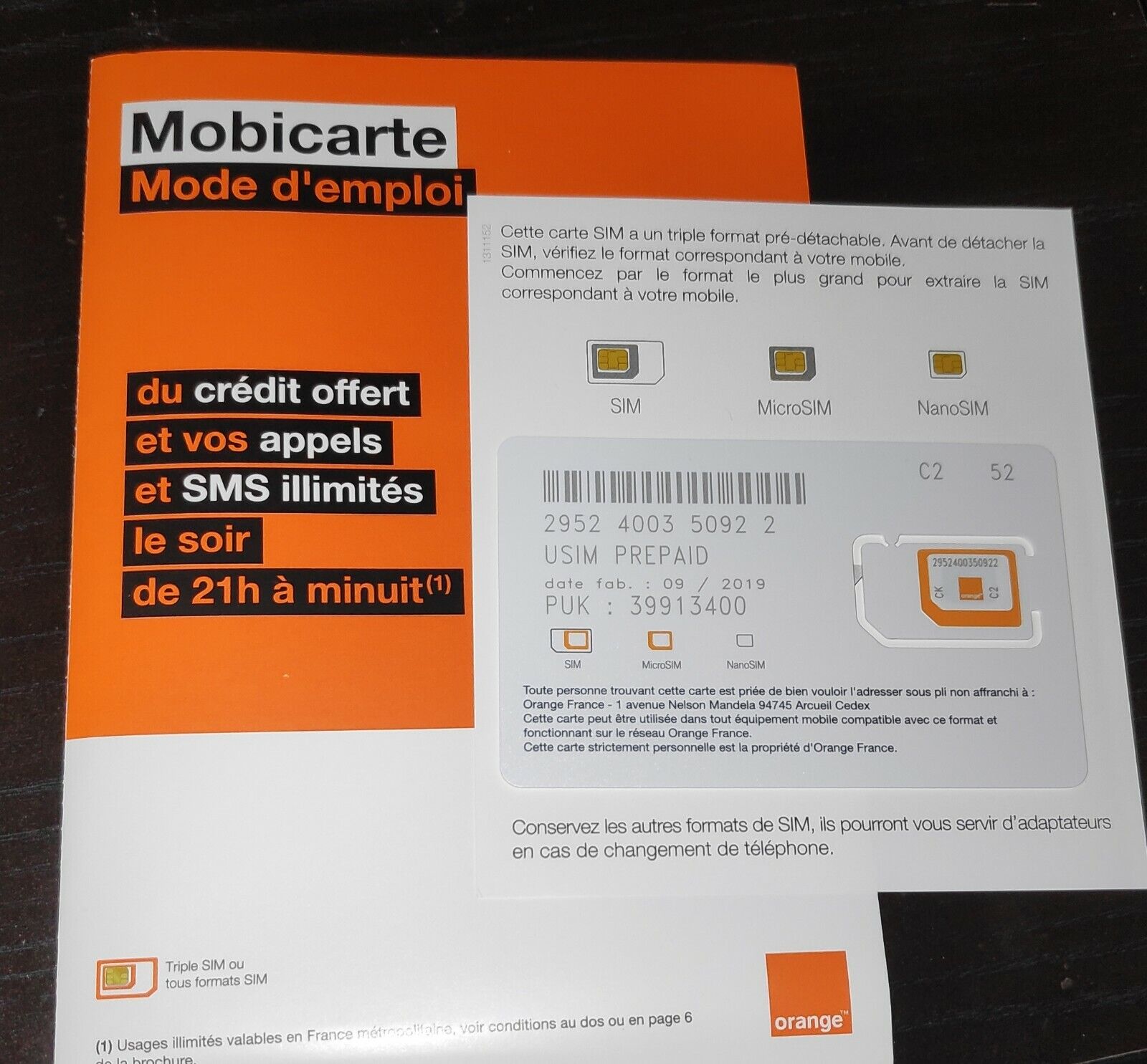 Carte prépayée orange