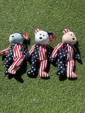 Ty Beanie Babies Spangle Bears Bundle x 3 White/ Blue/Pink Face All With Tags