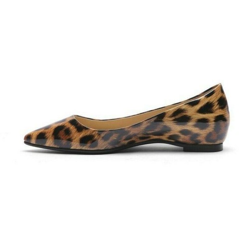 Womens Fashion Pointy Toe Flats Leopard Pattern Slip On Casual Pumps Shoes New - Picture 5 of 10
