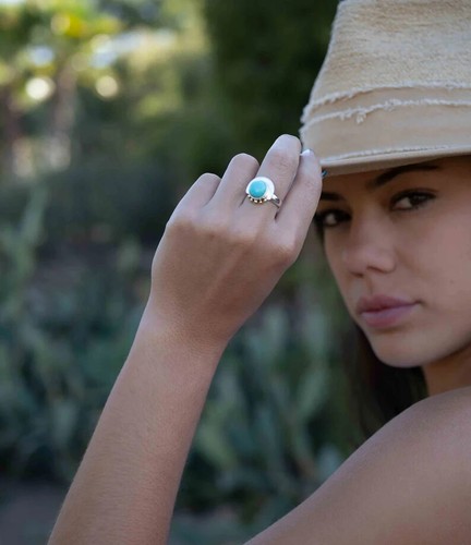 Turquoise 925 Sterling Silver Band &Statement Ring Handmade ring All size-b-54 - Picture 4 of 12