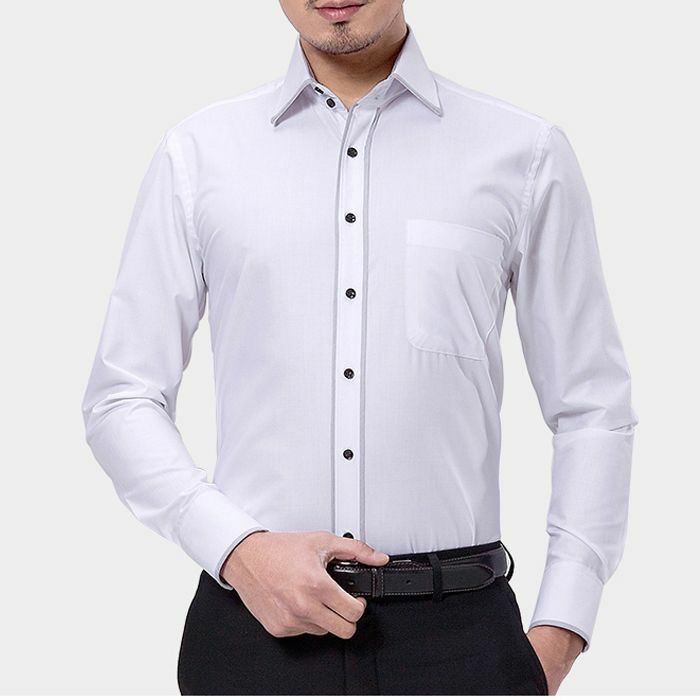 Mens Dress Shirts Clothes Formal Solid Luxury Business Long Sleeves ...