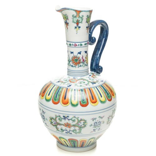 Collectible China Famille Rose Jingdezhen Porcelain Pitcher - Picture 8 of 11