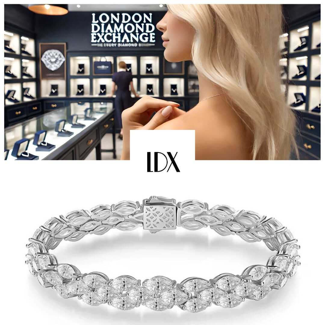 Marquise Harmony Full Tennis 20ct Bracelet Diamond Test Certified Lab-grown VVS1
