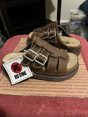 Men\'s Brown and Red Sandals Brown double buckle sandals main image 4