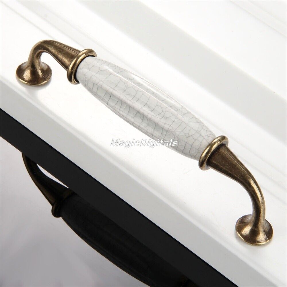 Vintage Gorgeous Kitchen Cabinet Door Handles Cupboard Drawer Pull Knobs Ceramic - Picture 10 of 11