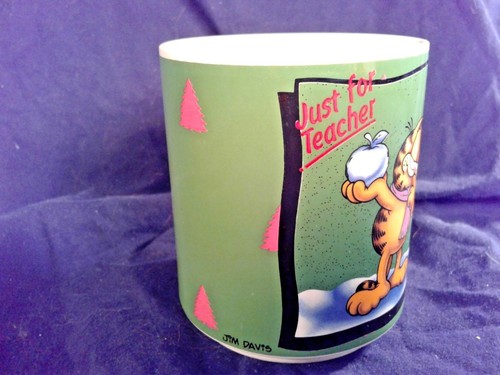 Christmas Garfield Mug "Just For Teacher" Vintage 1978 Double Sided Jim Davis - Picture 9 of 12