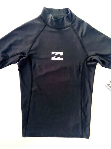 Billabong Boys Size 12 All Day Wave Black Performance Fit Rash Guard Surf Shirt - Picture 2 of 3