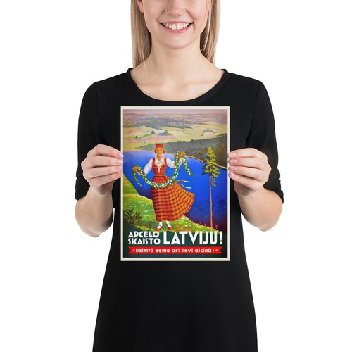 Visit Beautiful Latvia!, Latvia, Jurmala, 1934 — retro vintage travel poster - Picture 8 of 12