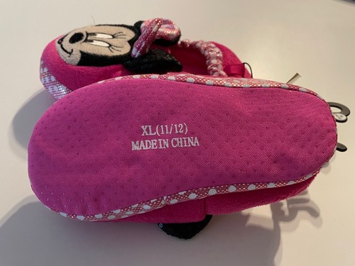 Minnie Mouse NWT Girls XL 11 12 Pink Slippers w/ Glitter Bow - Picture 3 of 4