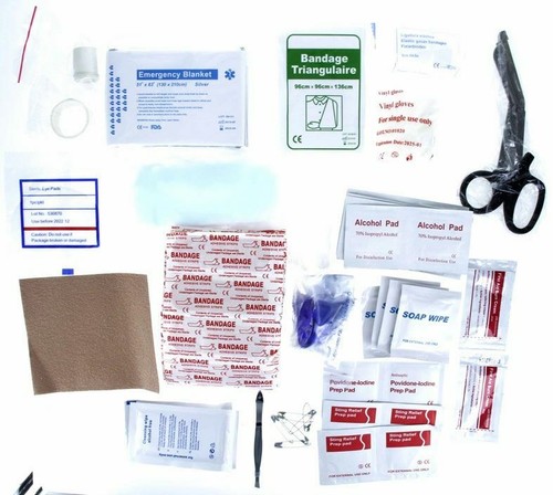 100 Pc First Aid Kit in a Waterproof Red Dry Sack FA-100 - Picture 4 of 6