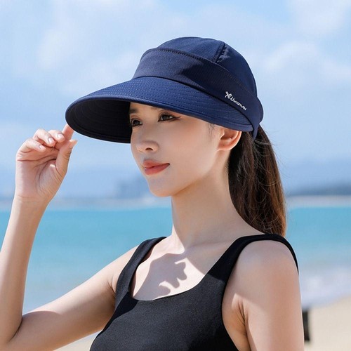 Women Sun Visor Hat Casual Large Wide Brim Uv Protection Summer Beach Travel-Cap - Picture 18 of 31