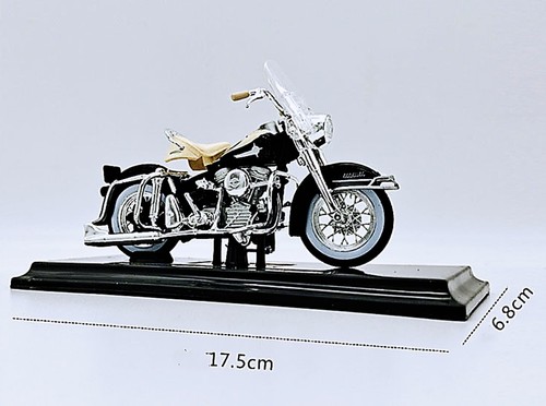 Maisto 1/18 Harley Davidson 1962 FLH Duo Clide Motorcycle Model White Vintage - Picture 7 of 13