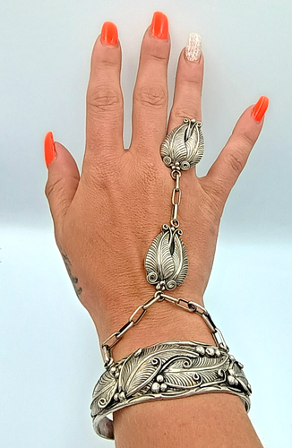 Johnson Yazzie Sterling Silver Navajo Native American Indian Slave Bracelet Ring