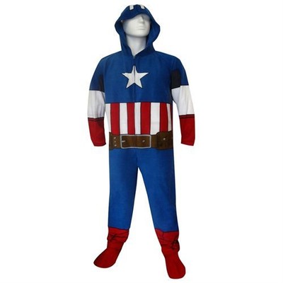 The Avengers Captain America Hoodie One Piece Fleece Pajamas Marvel Size Medium 887439759057 Ebay