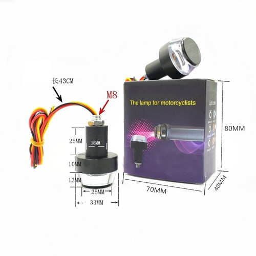 1X Motorcycle Handlebar Turn Signal Corner Light For 22mm/25mm Handlebar - Picture 6 of 7