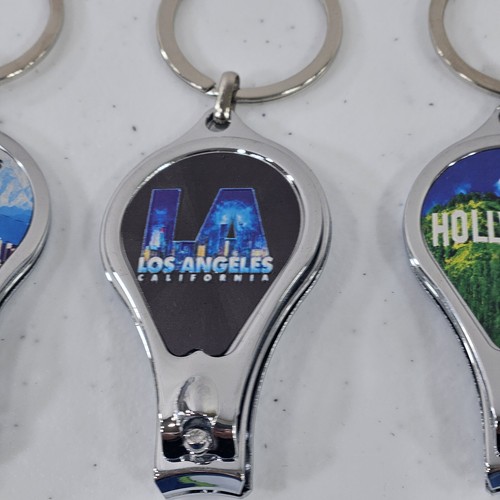 Lote 5 Llaveros Plata 3 en 1 Cortaúñas Abridor de Botellas Los Ángeles Hollywood EE. UU. - Imagen 8 de 14