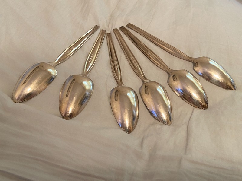 Wm Rogers Mfg Co. Set of 6 Stainless 5 7/8” INS242 Intn'l Silver Citrus Spoons