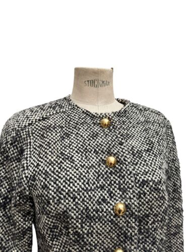 Balenciaga Grey Wool Houndstooth Mohair Wool Jacket Size 42 / M - Picture 2 of 10