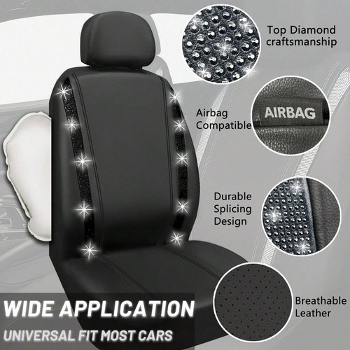 Bling Rhinestone Waterproof Car Seat Covers Full Set - Universal Fit Cute Style - Picture 56 of 67