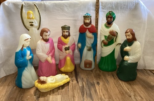 Vintage Set EMPIRE NATIVITY Plastic BLOW MOLD Holy Family Wisemen Christmas USA - Picture 18 of 18