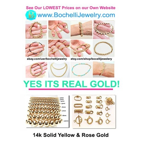 Bracciale elastico con sfere in oro giallo o rosa massiccio 8 mm 14 kt - Foto 6 di 9