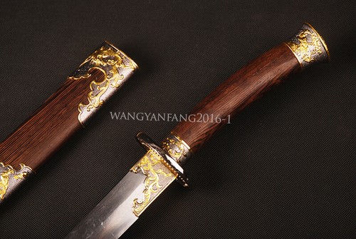 95 CM Phoenix Chino Damasco Acero Plegado Hecha a Mano Dinastía Qing DAO Espada Aguda - Imagen 8 de 12