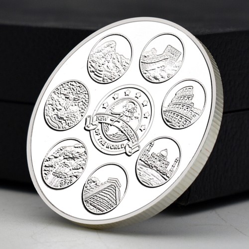 Neu 7 Weltwunder versilberte Münze verschiedene Länder Wahrzeichen Medaille - Bild 2 von 12