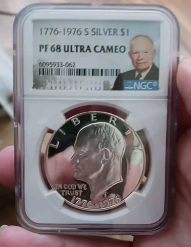 1776 1976 S NGC PF68 ULTRA CAMEO PROOF SILVER EISENHOWER DOLLAR BICENTENNIAL IKE