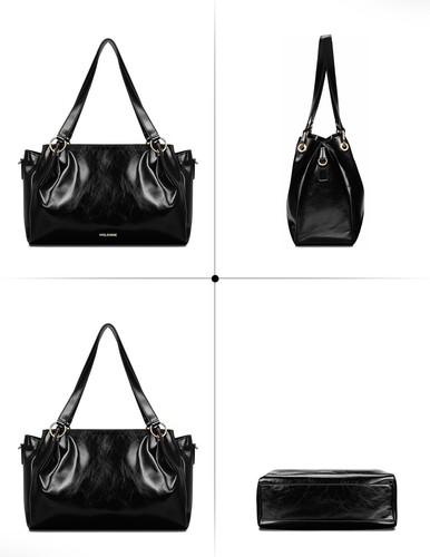 Genuine Leather Tote Bags, Large Capacity Casual Top Handle Shoulder Handbag - Picture 5 of 6