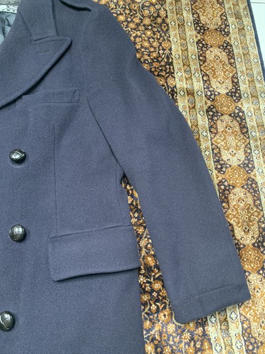 Abrigo De Colección Crombie Chester Barrie Azul Marino Lana Charreteras Doble Pecho Para Hombres 40 - Imagen 6 de 22