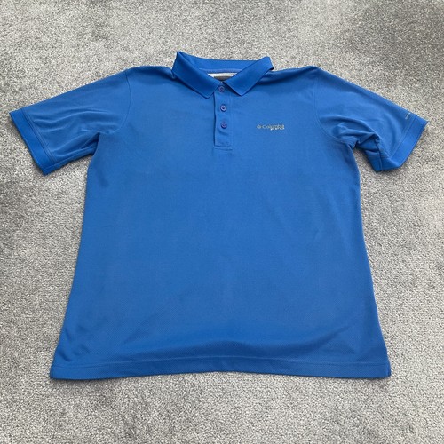Columbia PFG Omni Shade Perfect Cast Poloshirt Herren Large blau Angeln Outdoor