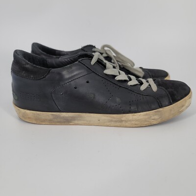スニーカー GOLDEN GOOSE BLACK LEATHER SUPER STAR SNEAKERS Golden Goose Superstar Black Leather Perforated Star Low Top
