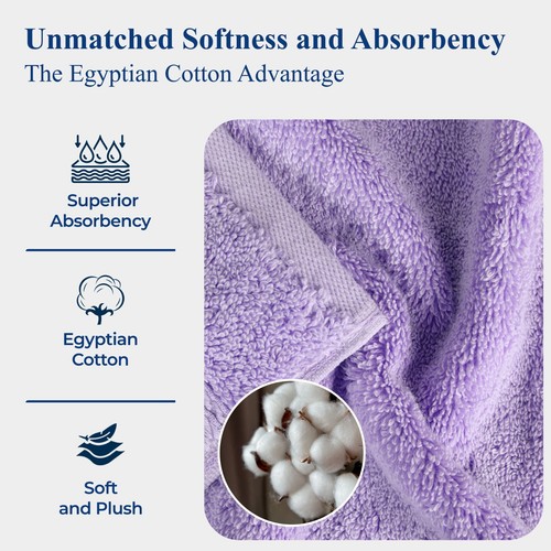 Egyptian Cotton Pile Plush Heavyweight Absorbent Luxury Soft 3-Piece Towel Set - Picture 111 of 196