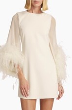 ALICE + OLIVIA Izola Feather-Trim Mini Dress Size 6  NWOT