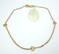 STUNNING 14K YELLOW GOLD HEART (9") CHAIN ANKLET   1.7G