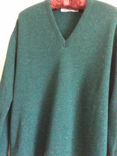 Vintage Robert Bruce V Neck Sweater Mens XL Acrylic Heathered Green USA MADE - Picture 2 of 4