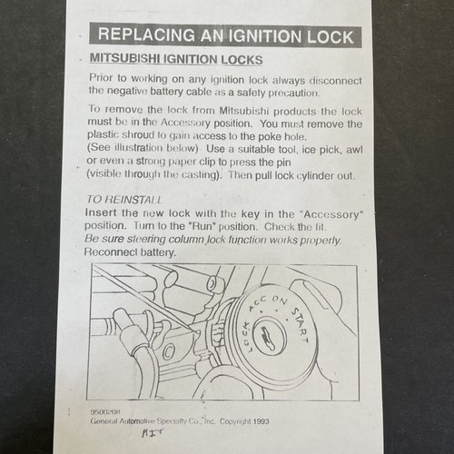 Bloqueo de encendido Mitsubishi LC14640 con 2 llaves, instrucciones, cerraduras, envío gratuito a EE. UU. - Imagen 10 de 10