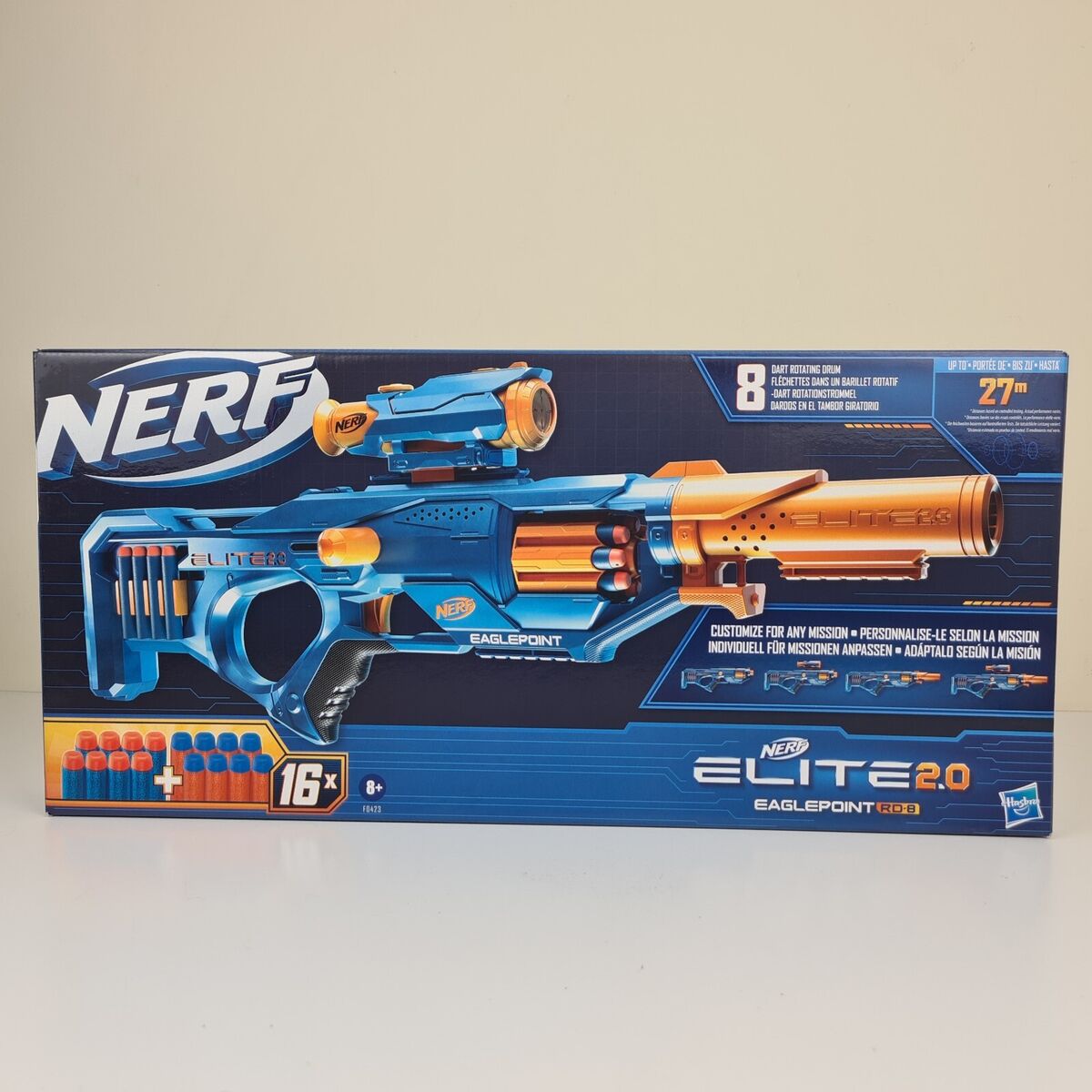 Nerf Elite 2.0 Eaglepoint RD-8 Blaster -- 8-Dart Drum, Detachable Scope and  Barrel, 16 Nerf Darts, Bolt Action - Nerf