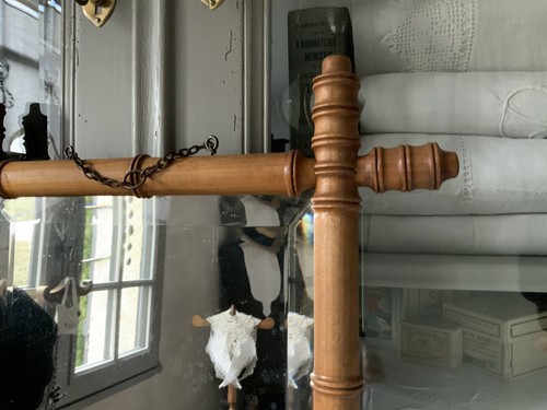 ancien Miroir  Authentique De Barbier En Bois Patiné  Façon Bambou Napoleon lll - Photo 6/11