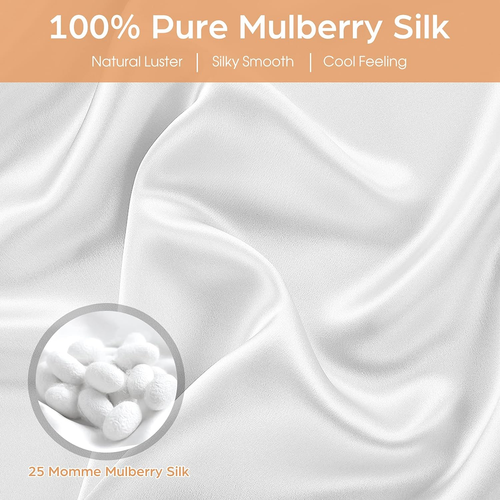 Silk Pillowcase for Hair and Skin, 2 Pack 100% Mulberry Silk Pillowcase 25 Momme - Picture 3 of 7