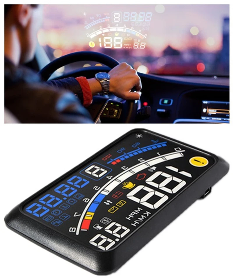 5.5" Coche HUD Head-Up Display OBD2 Puerto Velocímetro Proyector Medidor de Advertencia de Velocidad Foto 2 de 4