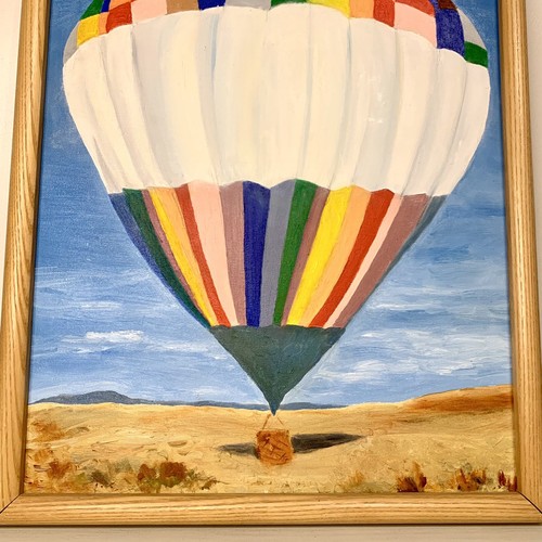 Gerahmte Leinwand Ölgemälde handgemalt Heißluftballon 21”x 17” Handarbeit Rahmen - Bild 3 von 9