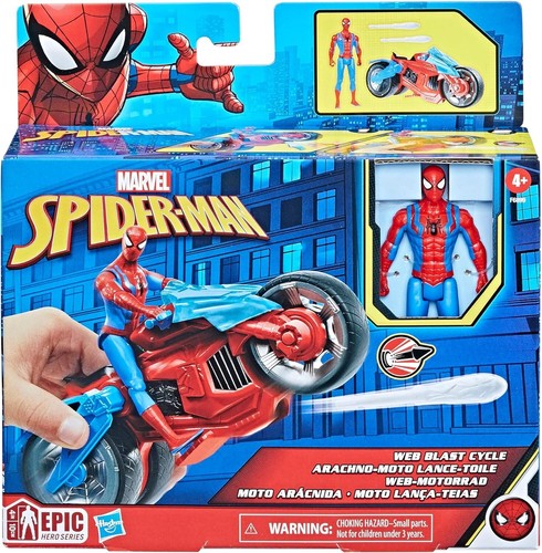 Marvel Spider-Man  Web Blast Cycle  Action Figure & Vehicle Toy Epic Hero Series - Picture 1 of 4