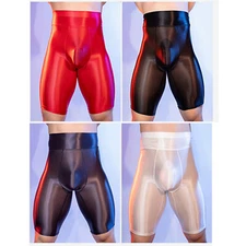 Men Shorts High Elastic Underwear Waist Girding Short Pants Glossy Boxer Brief