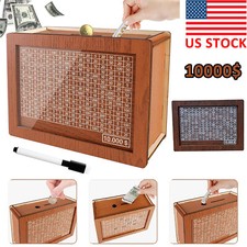 Cash Vault Wooden Savings Box, Wooden Cash Saver Money Saving Box With Countdown