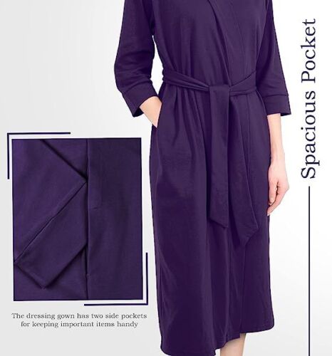 Women Robe Long Knit Bathrobe Lightweight Kimono Robe for Women NY Threads - Picture 47 of 101