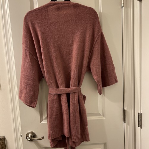 Halogen Wool & Cashmere Long Duster Cardigan Dusty Rose Compact Womens One Size - Picture 3 of 3
