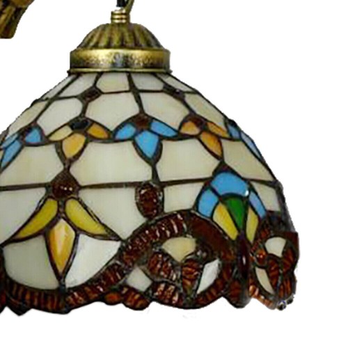 2 Light Tiffany Mermaid Vanity Fixture Wall Light Stained Glass Wall Sconce - Picture 7 of 10